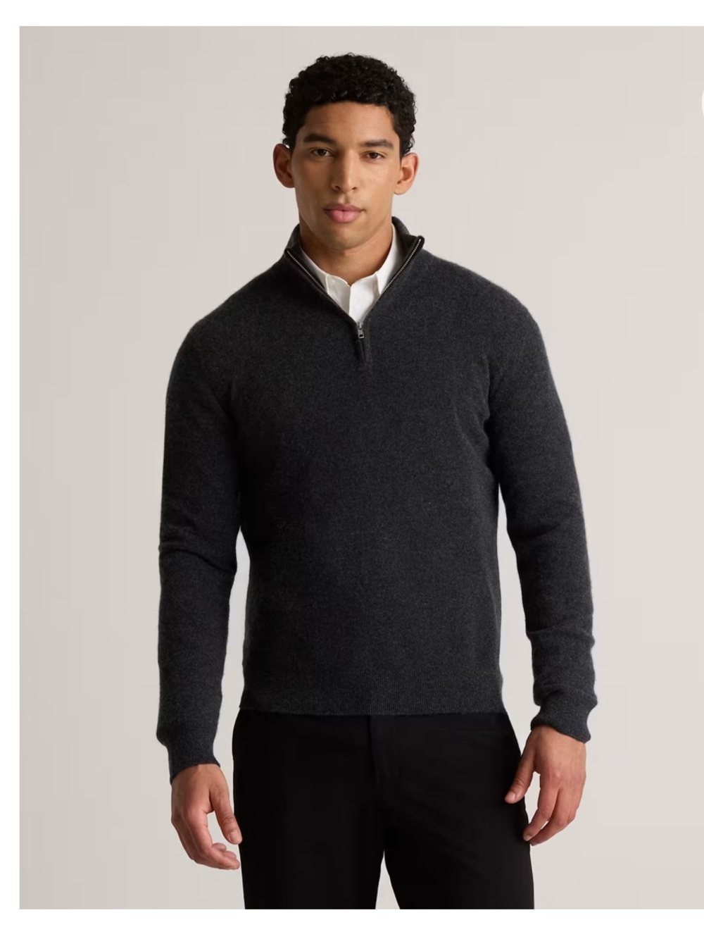 Quince Mongolian Cashmere Quarter Zip Sweater In Charcoal Size Large